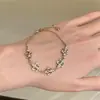 Pulseira Flor de Íris com Zircônia Cúbica Ouro Rosé Luz de Luxo High-End Corrente de Mão Exquisita Retrô Envelhecida Ótimo Clareamento Joia de Mão para Mulheres