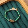 Pulsera de Piedra Natural Estilo Étnico Tibetano Nuevo Retro Simple Personalidad para Hombre y Mujer Serie Cuentas Nepalés Tejida