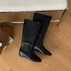 []2026 Botas de Cavaleiro de Cano Reto Bico Quadrado Interno 4,5CM Botas de Cano Alto Não Acima do Joelho Botas Western Cowboy