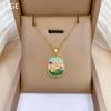 [Acero titanio] Collar de Monet Garden Palace, pintura al óleo de alta calidad, joyería de lujo antigua y ligera, cadena de clavícula, cadena de acero titanio.