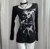 Nuevos Tops de Manga Larga para Mujer de Moda Transfronteriza Europea y Americana Estilo Y2K Versátiles sin Hombros Otoño e Invierno de Amazon Venta al por Mayor