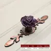 Maçaneta de Cerâmica Cobre Antigo Flor Rosa de Um Furo, Maçaneta de Abóbora Estilo Europeu Bronze Antigo Pintada à Mão para Armário Branco Guarda-Roupa