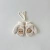 Qiu Nan Luvas de Pelúcia Infantil Inverno Estilo Coreano Moda Bonito Quente À Prova de Vento Pescoço Pendurado Dedo Luvas de Veludo do Bebê