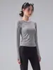 Cuello redondo manga raglán manga larga yoga para mujer transpirable agradable a la piel corte ajustado estiliza para Pilates fitness running deportes ropa de yoga mujer