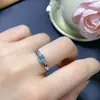 Anillo de Apatita Natural Plata s925 Incrustado Color Simple Tesoro Cristal Joyería Fábrica Venta Directa en Europa y América