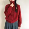 Cárdigan de punto de cuello alto estilo coreano para mujer, nueva temporada 2026, estilo perezoso vintage, sensación de alta gama, abrigo suéter engrosado