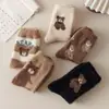 Calcetines de Terciopelo de Visón con Osito Otoño Invierno de Media Pantorrilla Lindos de Dibujos Animados Cálidos de Piel Sintética de Visón Calcetines de Mujer Suaves Pegajosos para el Hogar Cálidos Venta al por Mayor