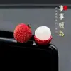 Buena Suerte y FortunaTodo Sale Bien Mini Sanación Lindo Lichi y Naranja Adorno para Coche Accesorio Creativo Decorativo