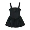 Verano Nicho Dulce Francés Ballet Dopamina Vestir Hueso de Pescado Cintura Delgado Brote Tirante Vestido Falda