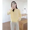 Suéter de Gola Redonda 100% Lã Merino Peça Única Sem Costura Feminino Outono Novo Estilo Solto Versátil Básico Pulôver Camisa Base de Tricô