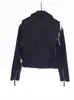 Otoño 2024 Nuevo Chaqueta Abrigo Biker de Cuero Corta para Mujer Ajustada con Solapa Patrón Piel PU