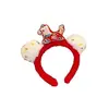 Diadema de Peluche Roja Festiva con Cabeza de Pony para Mujer, Decoración de Año Nuevo, Accesorio Versátil para el Cabello de Uso Diario