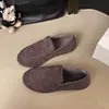 Mocassins Retro Melard com Forro de Lã para Mulheres, Sapatos Slip-On Birkenstock para Outono e Inverno, Sola Macia, Sapatos Quentes para o Dia a Dia
