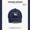 Gorra de Béisbol Bordada de Cachorro Lindo Estilo Coreano Parte Superior Suave para Mujer Primavera y Verano Vintage Versátil Cara Grande Cabeza Pequeña Gorra Moderna