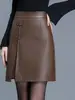 Falda auténtica de cuero genuino Haining para mujer, colección otoño/invierno 2026, piel de oveja, estilo coreano, minifalda de línea A con estética china