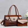 Conjunto de Duas Peças de Bolsas Mãe e Filha, Bolsa de Mão com Padrão de Crocodilo, Bolsa de Ombro Elegante e Estilosa, Bolsa Transversal de Moda Casual, Bolsas Transfronteiriças