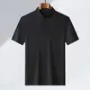 Camiseta Masculina de Verão Nova Casual Perfurada Versátil Cor Lisa Manga Meia Manga Estilo Chinês Gola Alta Manga Curta Mais Vendida