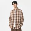 Camisa Retro Clásica a Cuadros de Manga Larga para Primavera y Otoño Estilo Japonés Holgada Casual con Solapa Chaqueta Camisera para Hombre y Mujer