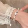 Pulsera de Concha y Perla de Lujo Ligero Estilo Coreano con Diamantes para Mujer, Moderna y Sencilla, Elegante y Hermosa, Joyería Versátil y Exquisita