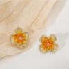 Aretes de Flores de Cristal de Temperamento de Alta Gama para Mujer, Exquisitos Aretes Geométricos Coloridos, Venta al por Mayor de Aretes Populares de Douyin 2025