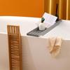 Estante de Bambú para Bañera de Comercio Exterior Exportado, Estante Pequeño Blanco Simple para Almacenamiento en Bañera, Bandeja de Lujo Ligero Estilo Ins, No Requiere Taladro