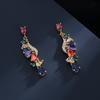 2021 Brincos de zircão de luxo coloridos com borla longa 925 brincos de prata brincos femininos ins brincos elegantes femininos