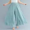Pantalones Falda de Algodón y Lino Talla Grande Estilo Mori Girl 2026 con Cintura Elástica, Pantalones Falda Acampanados Color Sólido Estilo Étnico