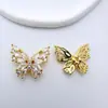 Mariposa de Zirconia Microincrustada que Conserva el Color Chapada en Oro Cuentas Espaciadoras de Múltiples Agujeros Pulsera de Perlas Hecha a Mano para Manualidades DIY Accesorios para Joyería