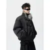 Chaqueta de Algodón Estilo Retro Americano con Cuello Grueso de Piel, Corte Limpio para Hombre, Nueva de Invierno, Holgada, Cálida, Ropa de Trabajo, Abrigo de Algodón, Prendas de Abrigo de Moda