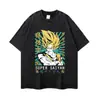 Directo del fabricante: Camisetas de manga corta estilo vintage, desgastadas y oversized, con estampados grandes de personajes de manga y anime, adecuadas para ventas transfronterizas