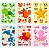 Transfronteiriço Novo 6 Folhas/Pacote Desenho Animado Vida Marinha Características Faciais Quebra-Cabeça Rosto Mudando Adesivos Crianças Brinquedo Artesanal DIY Adesivos