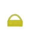 Bolso de Mano Amarillo Personalizado Nuevo Moda Callejera Tejido a Mano con Cuentas Esquina de Acrílico Forma de Trapecio Flip