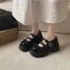 Sapatos Mary Jane Estilo Doce para Mulheres, Outono 2026, Novos Sapatos Pequenos de Couro com Plataforma Grossa para Aumentar a Altura e Tira com Laço para Meninas