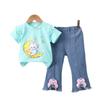 Traje de Verão Mengyao 2024 Novas Roupas de Verão para Bebê Atacado Coelho Lua Conjunto Tendência de Duas Peças para Crianças Maiores