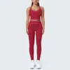 Conjunto esportivo de tecido escovado bicolor com sensação nude, conjunto de yoga moderno e de alta qualidade, conjunto para exercícios ao ar livre, corrida e fitness
