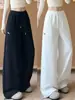 Pantalones Deportivos Bordados Estilo Americano Mujer Otoño 2026 Nuevos Cintura Alta Adelgazantes Caída Holgados Perezosos Casual Pierna Ancha Pantalones de Chándal
