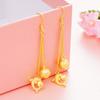 Pendientes de oro vietnamita al por mayor, de latón chapado en oro, para mujer, estilo vintage, para novias, con borlas largas.