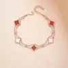 Pulsera de Trébol para Mujer Estilo Coreano de Moda Estilo Ins Pulsera de Ágata Sintética Moderna Versátil Joyería de Nácar de Alta Gama