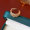 Nuevo Anillo Abierto de Tres Capas de Bambú con Junta de Zirconia Estilo Chino, Anillo Minimalista de Personalidad Retro para Dedo Índice de Nicho de Gama Alta