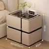 Mesita de noche Inteligente Simple Moderna Multifuncional con Carga Inalámbrica Altavoz Luz Lujo Dormitorio Uso en Casa Gabinete de Noche de Madera Maciza