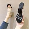 Sandalias y Pantuflas para Mujer Ropa Exterior 2024 Verano Nuevo Estilo Coreano Celebridad de Internet Pedrería Tacón Grueso Tacón Medio Moda Estilo Hada Pantuflas para Mujer