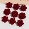 Accesorios Populares de Rosa Afelpada para Otoño e Invierno Rose de Terciopelo Rojo Material para Pendientes y Tocados DIY Accesorios de Flor