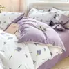 Juego de cuatro piezas de gasa de doble capa de algodón lavado clase A estilo fresco funda nórdica funda nórdica individual suave sábana sábana juego de tres piezas para dormitorio 4