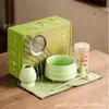 Bol de matcha transfronterizo en un estilo fresco y simple, batidor de matcha de 100 púas estilo japonés, cepillo para matcha, juego de utensilios para té