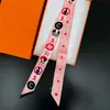 Cinta para el cabello de doble capa con estampado de letra C de longitud extendida, bufanda envolvente versátil, bufanda larga decorativa de seda para mujer