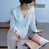 Pijamas listrados de seda de seda gelada estilo coreano feminino jacquard home wear novo de duas peças entrega ao vivo transfronteiriço atacado