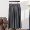 Venta al por mayor transfronteriza del fabricante de falda de punto cálida de lana 100% engrosada, de cintura alta, longitud media, de cachemira y lana en stock