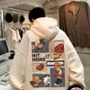 Sudadera Gruesa con Capucha Forrada de Polar para Pareja de Hombres, Estilo Bf Holgado de Moda Versátil Chaqueta Estilo Hong Kong Otoño e Invierno