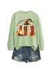 Amazon Wish sitio independiente divertido moda retro mujer libro calabaza hoja de arce avellana vela sudadera transfronterizo
