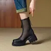Botas Martin para Mujer Chuyuji 2026 Nuevas Botas de Malla Transpirable para Verano Tacón Grueso Suela Gruesa Sandalias Caladas para Mujer